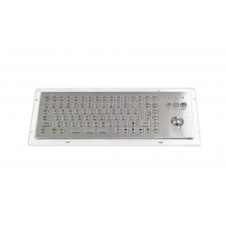 Mini compact stainless steel keyboard, vandal proof, 86 keys, IP65 with trackball