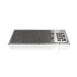 Kompakte Edelstahl-Industrietastatur, IP65, 106 Tasten mit Trackball