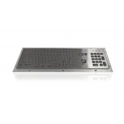 Teclado industrial compacto de acero inoxidable IP 65, 106 teclas con trackball