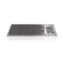 Mini compact stainless steel keyboard, vandal proof, 106 keys, IP65, with trackball