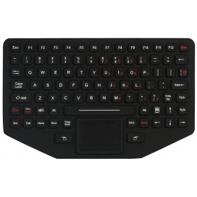 Teclado de silicona IP65 reforzada para el uso militar con touchpad. Conforme a las normas MIL-STD-461E y MIL-STD-810F