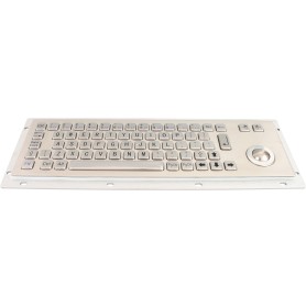 Stainless steel keyboard, vandal proof, 66 keys, IP65 with trackball
