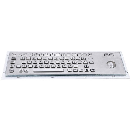 Stainless steel keyboard, vandal proof, 66 keys, IP65 with trackball