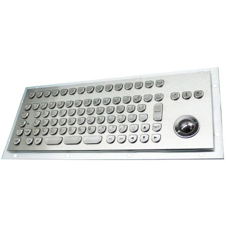 Stainless steel keyboard, vandal proof, 89 keys, IP65 with trackball