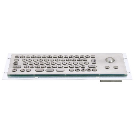 Mini compact stainless steel keyboard, vandal proof, 66 keys, IP65 with trackball