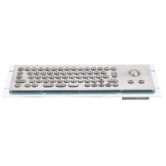 Kompakte Edelstahl-Industrietastatur, IP65, 66 Tasten, mit Trackball
