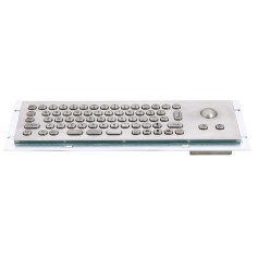 Mini compact stainless steel keyboard, vandal proof, 66 keys, IP65 with trackball