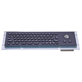 Mini compact stainless steel keyboard, vandal proof, 66 keys, IP65 with trackball (black version)