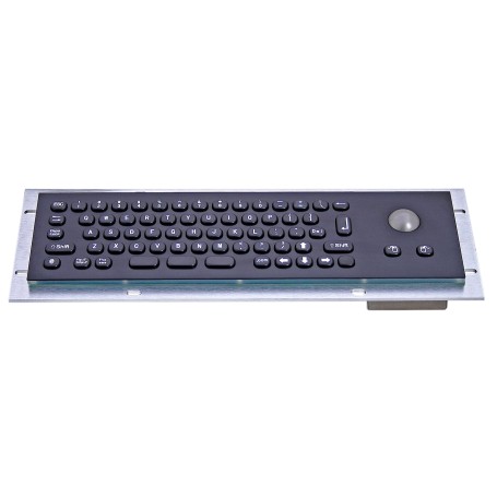 Mini compact stainless steel keyboard, vandal proof, 66 keys, IP65 with trackball (black version)