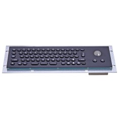 Kompakte Edelstahl-Industrietastatur, IP65, 66 Tasten mit Trackball (schwarze Version)