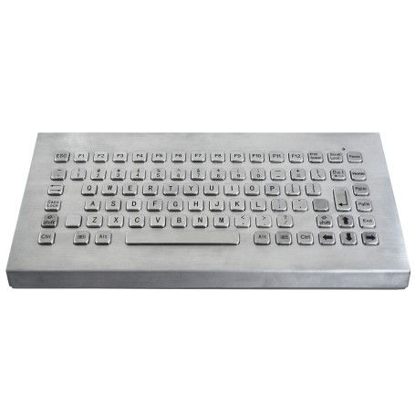 Stainless steel keyboard, vandal proof, 86 keys, IP65