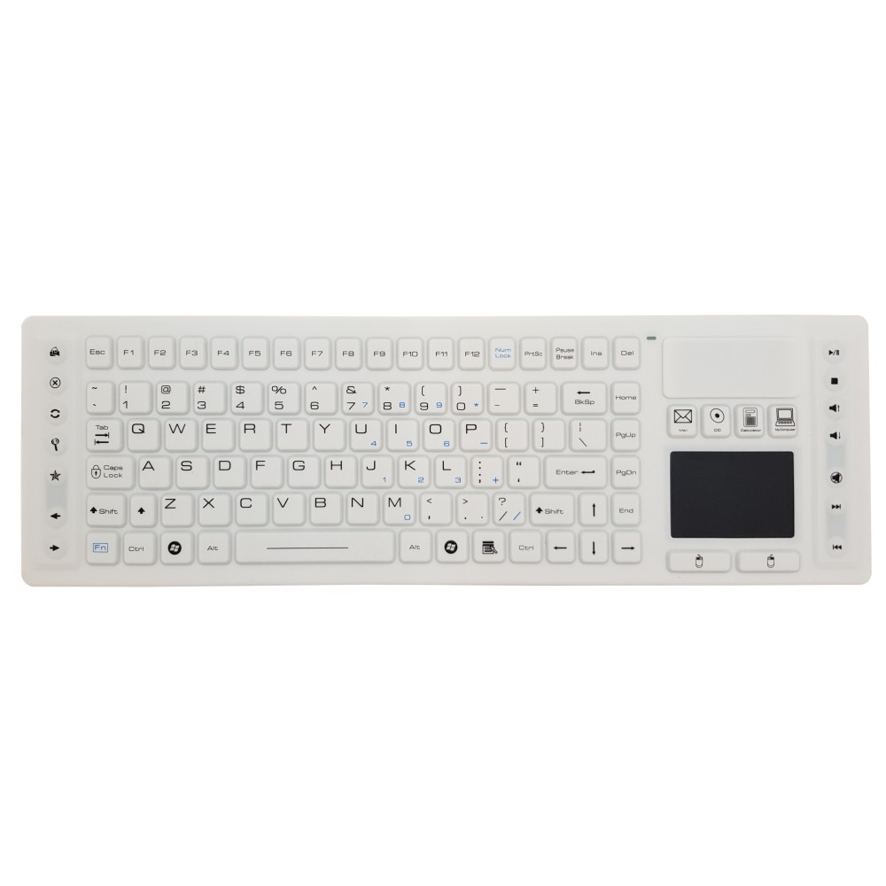 Teclado silicona IP65, 105 teclas, inalámbrico, con touchpad