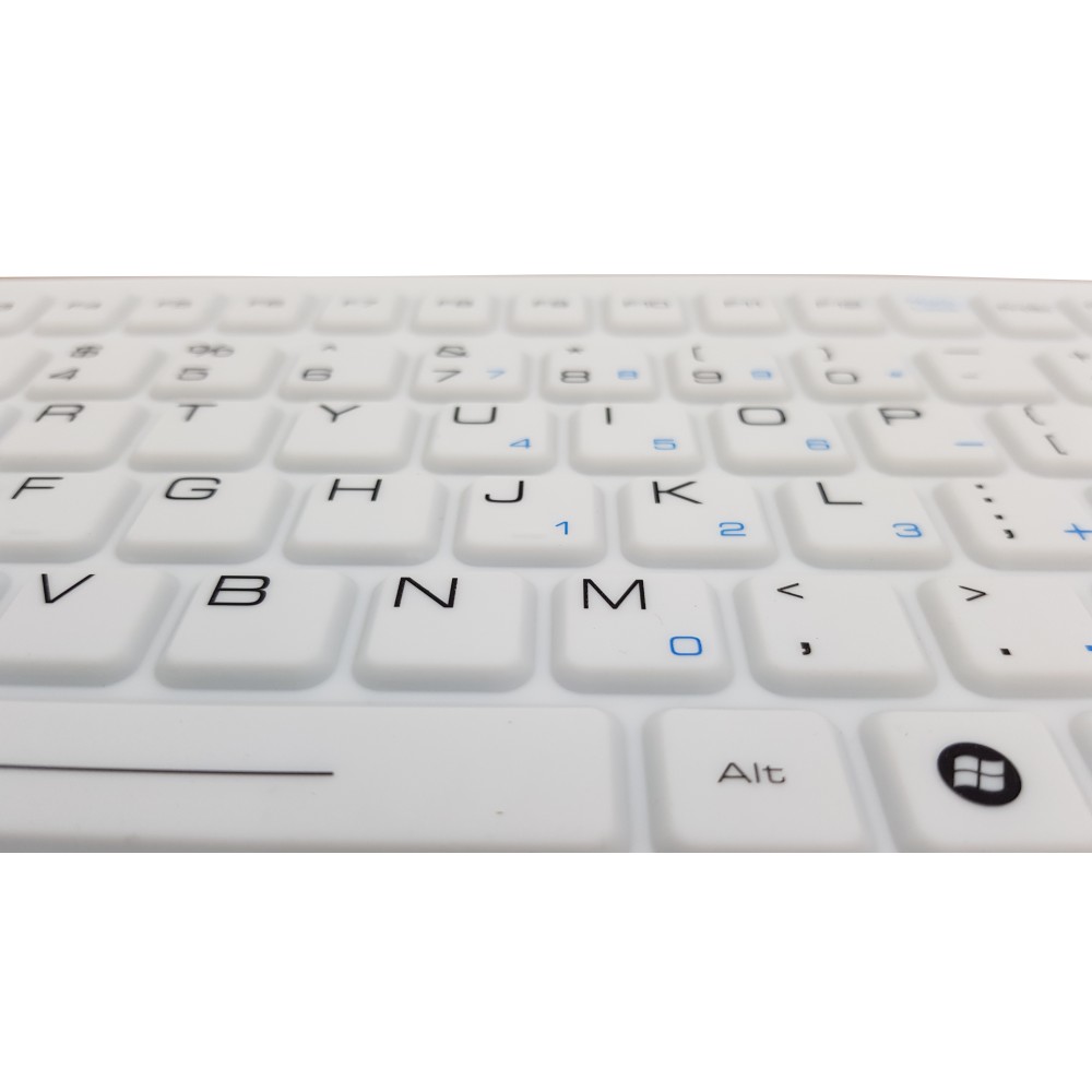 Teclado silicona IP65, 105 teclas, inalámbrico, con touchpad