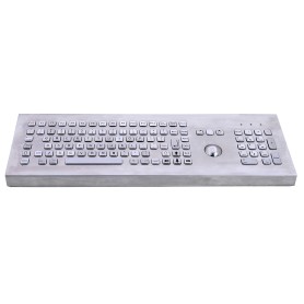 Stainless steel keyboard, vandal proof, 106 keys, IP65 with trackball