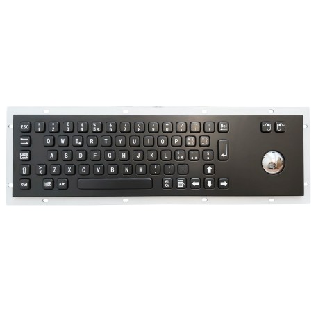 Stainless steel keyboard, vandal proof, 66 keys, IP65 with trackball (black version)