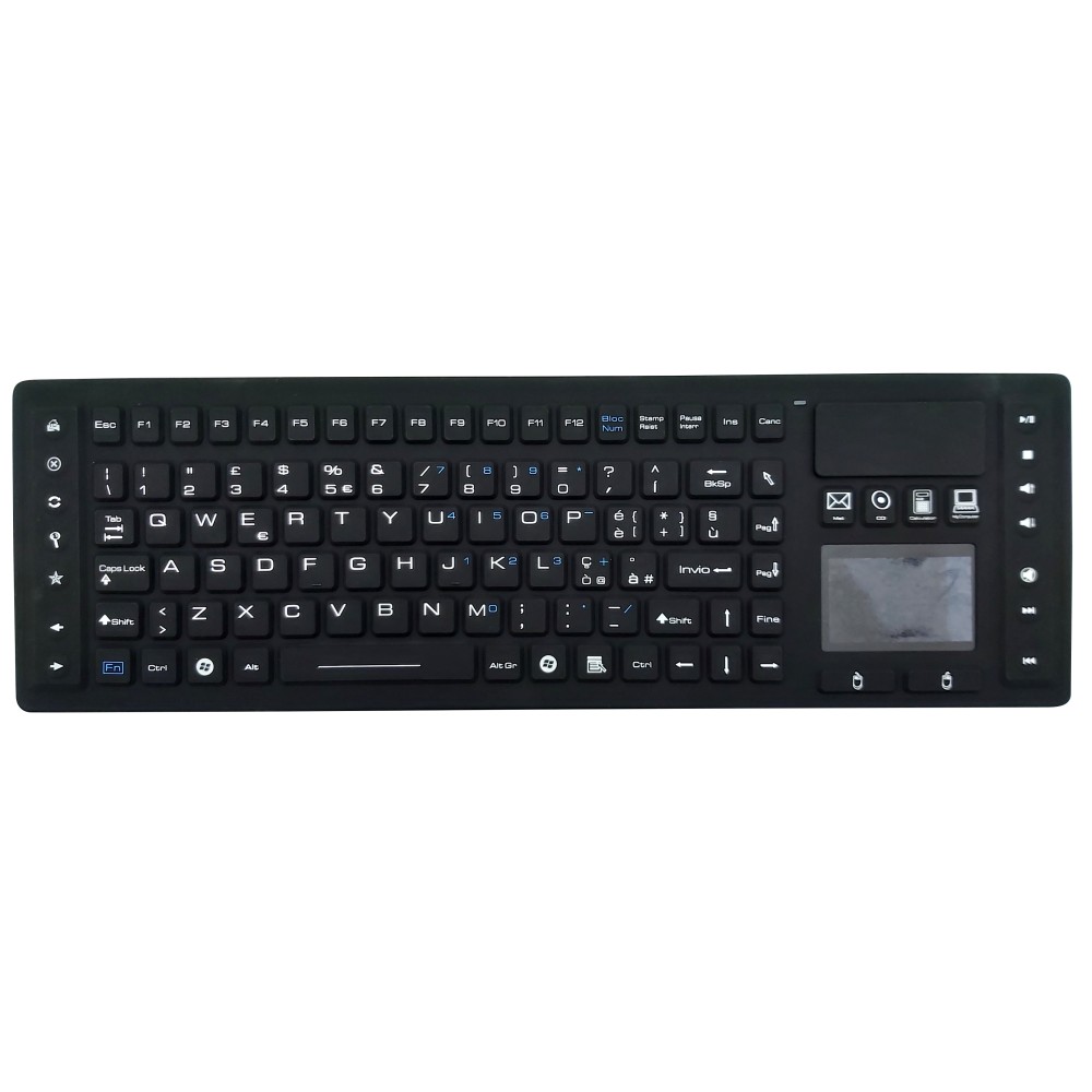 Teclado silicona IP65, 105 teclas, inalámbrico, con touchpad