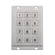 Stainless steel industrial numeric keypad, 12 keys, IP65