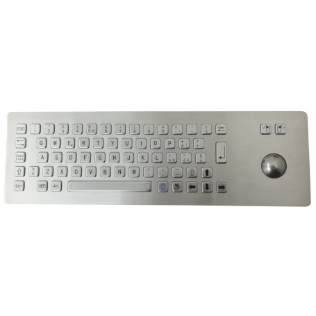 Stainless steel keyboard, vandal proof, 66 keys, IP65 with trackball