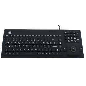 Silicone keyboard, IP67, 106 keys, USB with numeric keypad, trackball and backlight