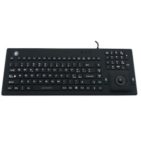 Silikontastatur, IP67, 106 Tasten, USB, mit Trackball und numerischer Tastatur, rückbeleuchtet