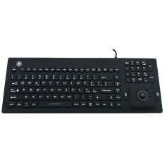 Silicone keyboard, IP67, 106 keys, USB with numeric keypad, trackball and backlight