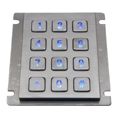 Teclado numérico industrial de acero, 12 teclas, IP67