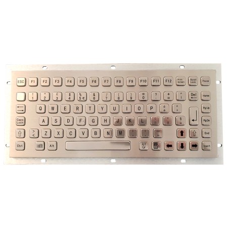 Stainless steel keyboard, vandal proof, 86 keys, IP65