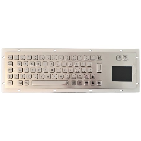 Stainless steel keyboard, vandal proof, 66 keys, IP65 with touchpad