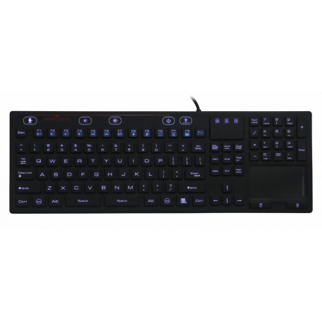 Silicon keyboard, IP67, 118 keys, USB with touchpad and backlight