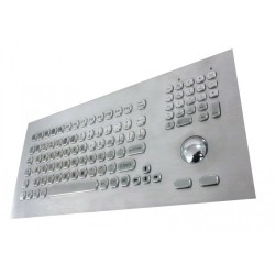 Stainless steel keyboard, vandal proof, 104 keys, IP65 with trackball