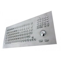 Teclado industrial de acero inoxidable IP 65, 104 teclas con trackball