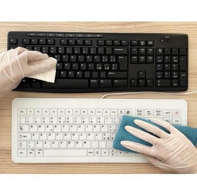 PC Keyboards: one of the dirtiest items ever. How to sanitise them easily, efficiently, and in less than 10 seconds